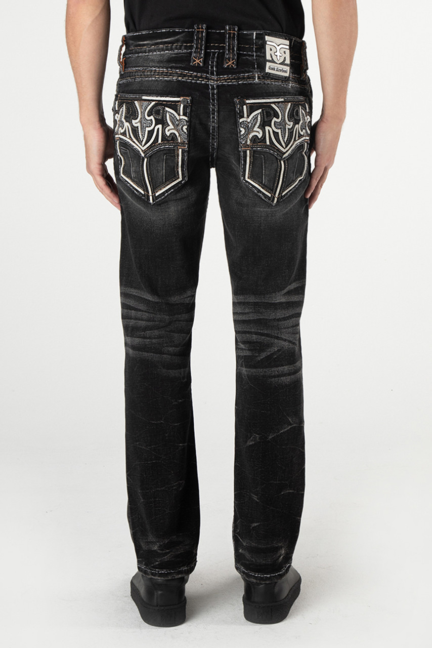 Rock Revival Kaycee Straight-Leg Star Stitched Pocket Demin Jeans