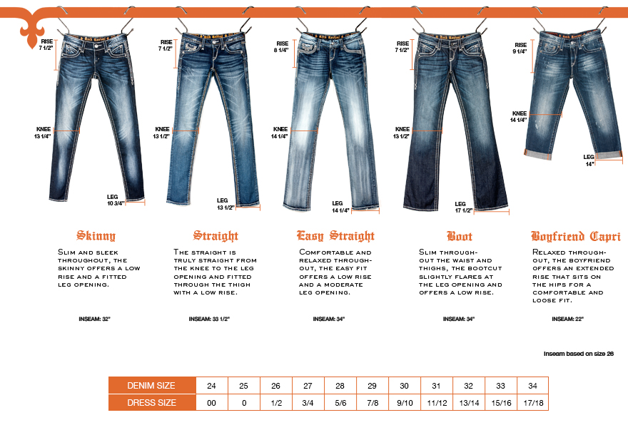 size chart for true religion jeans