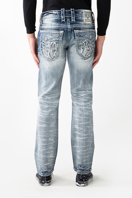Rock Revival Kaycee Straight-Leg Star Stitched Pocket Demin Jeans