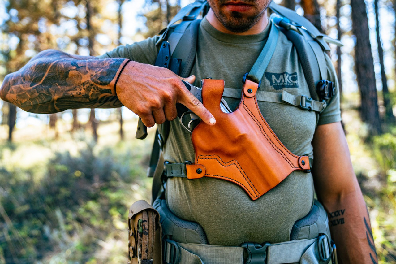 Leather Chest Holster for Revolvers with Thumb Break - Paradise 