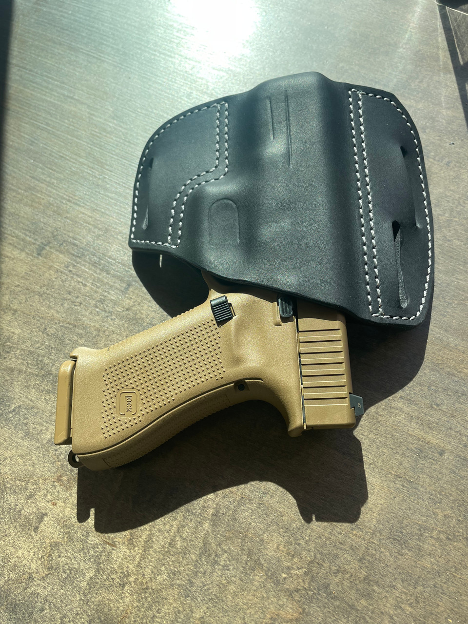 Pancake Style OWB Leather Holster for Pistol with Laser/Light