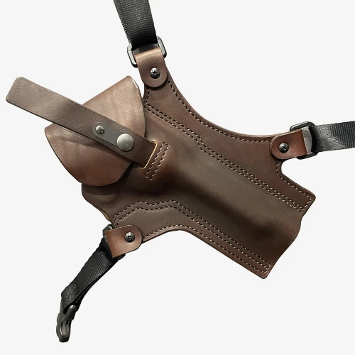 Revolver chest holster with half-flap