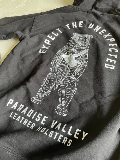 Expect the Unexpected Black Bear Hoodie Paradise Valley Leather