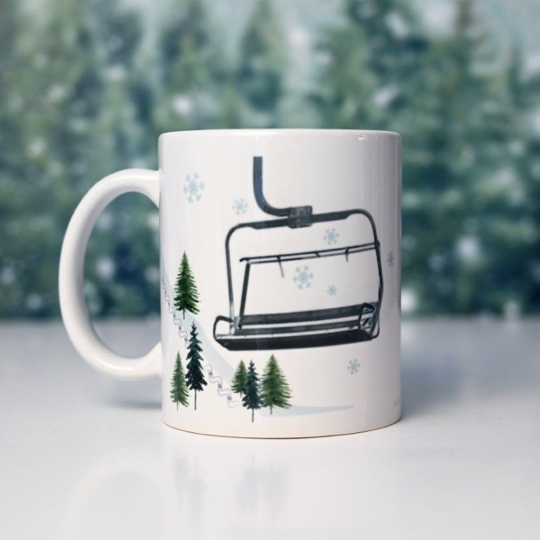 Lizzy's Graphic Ski Lift Mugs - Lizzy's Fresh Coffee