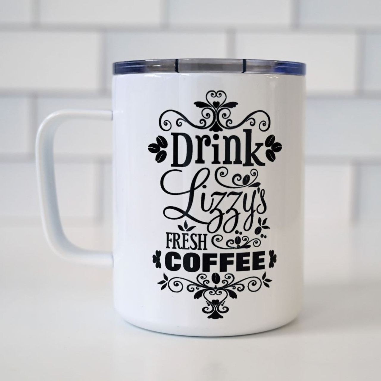Lizzy's Steel Mug with Travel Lid - Lizzy's Fresh Coffee