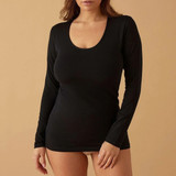 Maglia Donna Manica Lunga con Scollo Lollo Ampio in Cotone Elasticizzato JADEA 4056