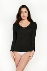 Maglia Donna Nottingham TL18W Manica Lunga in Lana e cotone con Pizzo