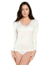 3 Pezzi Maglia Donna Nottingham TL18W Manica Lunga in Lana e cotone con Pizzo