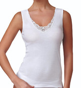 Canotta Donna Spalla Larga Jadea 9201 Inserti in Macramè in Interlock