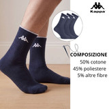 KAPPA (3 Paia) Calzino Corti Uomo Tennis Sportiva in cotone K540
