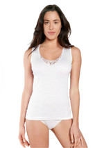 Canottiera Donna Spalla Larga Nottingham VL3311W con Inserti in Pizzo in Cotone