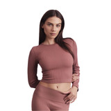 Crop Top 161 Homewear Donna Bellissima, manica lunga in costina