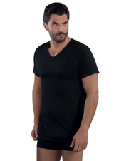 Maglia Uomo Mezza Manica Scollo a V Profondo in 100% Cotone - Made in Italy