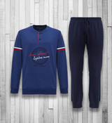 Pigiama Uomo Lungo NAVIGARE collo con bottoncini in cotone leggero 141624