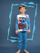 Pigiama bambino lungo invernale Stitch  cotone caldo DY40M4410  Collo Bottoni