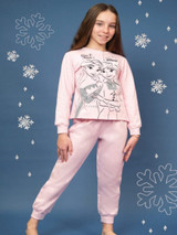 Pigiama bambina serafino lungo in cotone interlock DY50A6410 FROZEN CARTOON Pigiama bambina serafino lungo in cotone interlock DY50A6410 FROZEN CARTOON