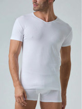 Maglia mezza manica uomo scollo a V in cotone bielastico Lotto LT1011