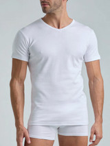 Maglia mezza manica uomo scollo a V in cotone interlock Lotto LT1211