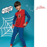 Pigiama Bambino Cotone Estivo Manica Lunga con Personaggio Spiderman