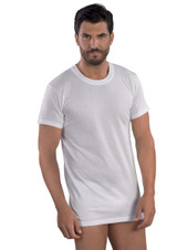 3 Pezzi Maglia Uomo Mezza Manica Girocollo Alto 100% Cotone - Made in Italy