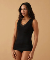 3 Pezzi Canotta Donna spalla Larga Jadea 9001 Inserti in Macramè in Cotone