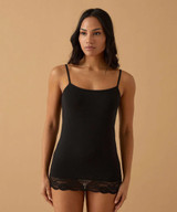 Top Donna Spalla Stretta Inserti in Pizzo Jadea 4327 in Cotone Elasticizzato