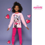 Pigiama Bambina Cotone Estivo Manica Lunga con Personaggio Minnie 0750