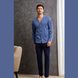 Pigiama da uomo invernale lungo aperto in caldo cotone GP2092A IL GRANCHIO