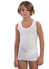 3 Pezzi Canotta Spalla Larga Bambino e Ragazzo Mabrat 502, Made in Italy - 100% Puro Cotone