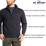 Giacca felpa Uomo zip Invernale collo alto in cotone felpato 9030 BE BOARD