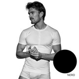 Enrico Coveri ET1510 Maglia Uomo Serafino Mezza Manica Cotone Bielastico