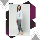 Pigiama donna invernale in cotone interlock manica lunga LP6107 LOTTO