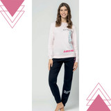Pigiama donna invernale in cotone interlock manica lunga LP6107 LOTTO