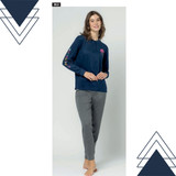 Pigiama donna invernale in cotone interlock manica lunga LP6108 LOTTO