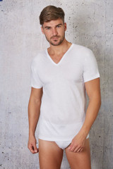 Maglia Uomo Mezza Manica scollo a V in Cotone Interlock 642 ESSE SPERONI