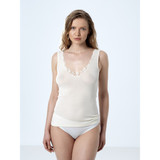 Emmebivi Canotta Donna Spalla Larga in Lana e Seta con  Ricamo in Pizzo 93062