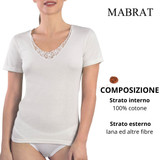 Maglia mezza manica donna in lana e cotone MMDB100 MABRAT