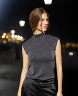 Canotta lupetto a costine in tessuto laminato 4827 JADEA