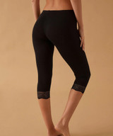 JADEA Leggings Donna Modello Capri con pizzo in cotone Elasticizzato 4319