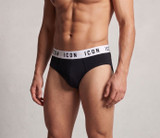 ICON (3 pezzi) Slip Uomo in cotone bielastico con elastico esterno logato  IMU04
