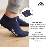 kAPPA (6 Paia) Minicalza Unisex Fantasmino Jersey di Cotone. Ideale per lo Sport K006