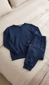 BLUPEPPER Pigiama donna in cotone interlock lungo collo serafino PMD001CC