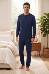 BLUPEPPER Pigiama uomo in cotone interlock lungo collo serafino PMU005CC
