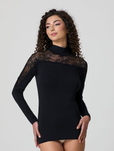 JADEA Lupetto donna a manica lunga in cotone elasticizzato con pizzo 4465