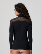 JADEA Lupetto donna a manica lunga in cotone elasticizzato con pizzo 4465