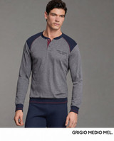 ENRICO COVERI Pigiama uomo invernale in cotone interlock collo serafino EP2234