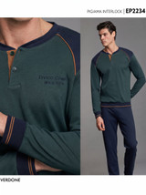ENRICO COVERI Pigiama uomo invernale in cotone interlock collo serafino EP2234