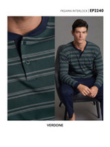 ENRICO COVERI Pigiama uomo invernale in cotone interlock collo serafino EP2240