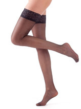 6 Paia Collant Autoreggente Donna Bellissima Basic 10 den con Balza in Pizzo