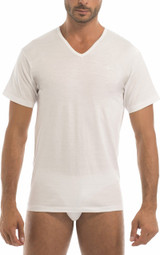 Maglia Uomo Manica Corta Scollo a V Medio Garda 046 in 100%  Cotone Mercerizzato con ricamo